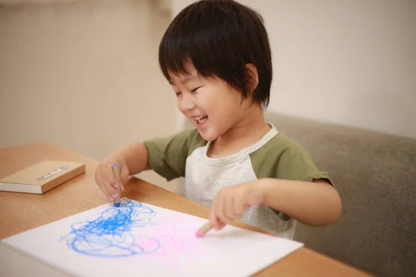 Asiatisk Liten Pojke Målning — Stockfoto