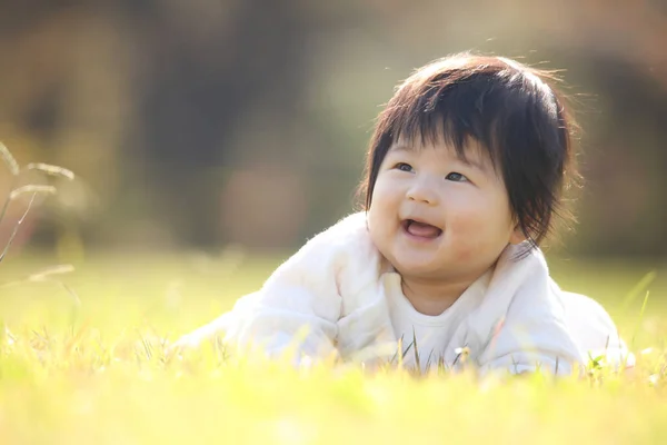 Asiatico Ragazza Estate Prato — Foto Stock