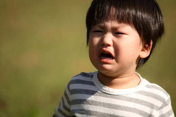 Asiatisk Liten Pojke Gråter — Stockfoto
