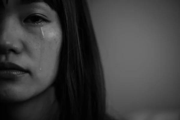 Ritratto Donna Asiatica Che Versa Lacrime — Foto Stock