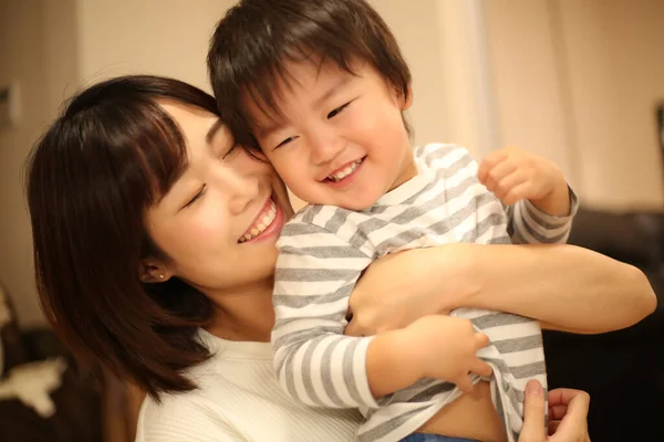 Asian Mother Playing Her Son — Stock Photo, Image