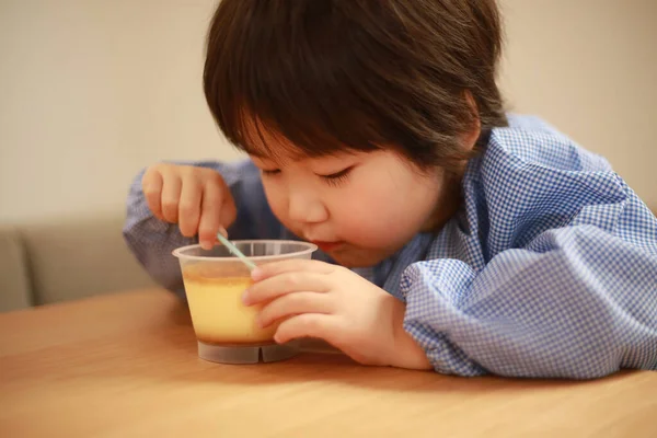 Criança Comendo Refeição Saborosa Casa — Fotografia de Stock