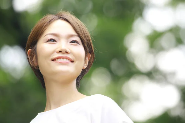 Porträtt Vacker Ung Kvinna Som Asiatiska — Stockfoto