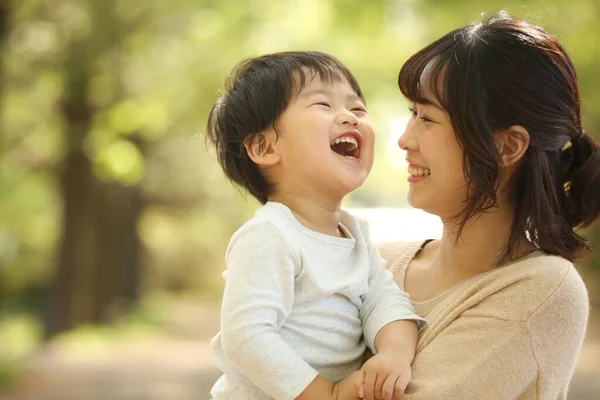 Portrait Mère Asiatique Avec Petit Fils — Photo