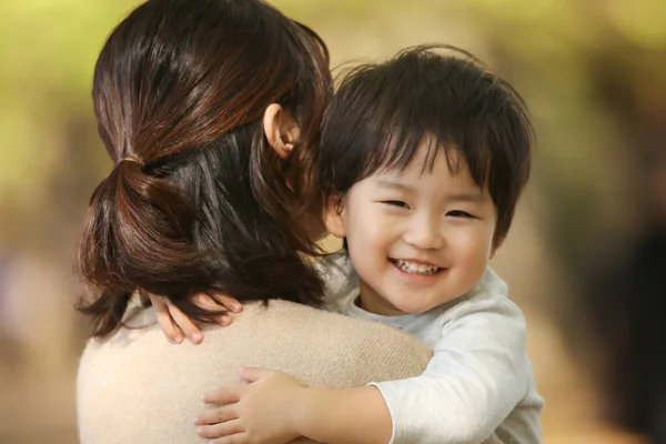 Retrato Asiático Mãe Com Pouco Filho — Fotografia de Stock