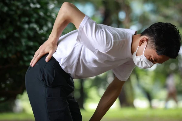 Man Som Känner Smärta Ländryggen — Stockfoto