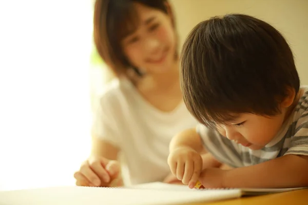 Afbeelding Van Moeder Zoon Tekening — Stockfoto