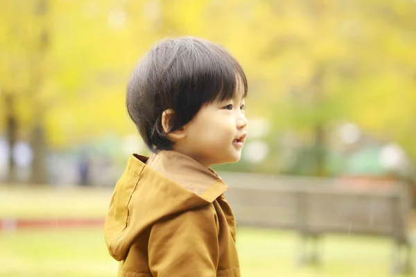 Asiatisk Liten Pojke Parken Utomhus — Stockfoto