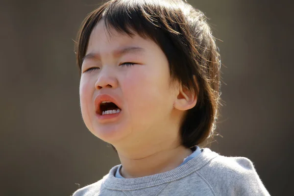 Портрет Милого Маленького Хлопчика Який Плаче Відкритому Повітрі — стокове фото