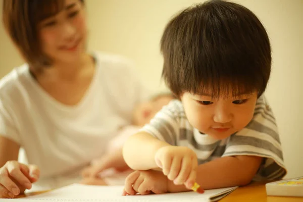Image Mother Son Drawing — Stock Photo, Image