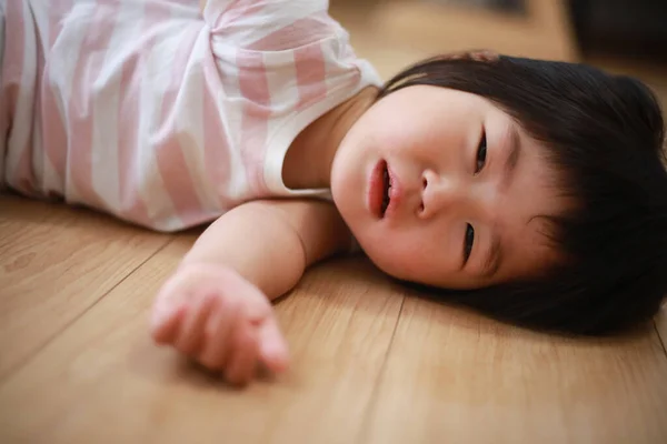 Cute Asian Little Girl Home — Stock Photo, Image