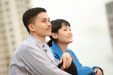 mutlu genç Asyalı Çift