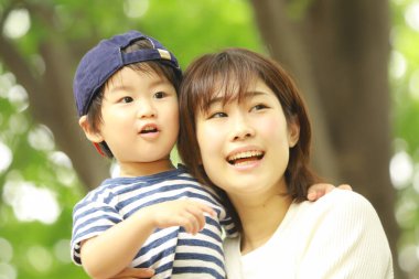 mutlu anne ve oğul portre