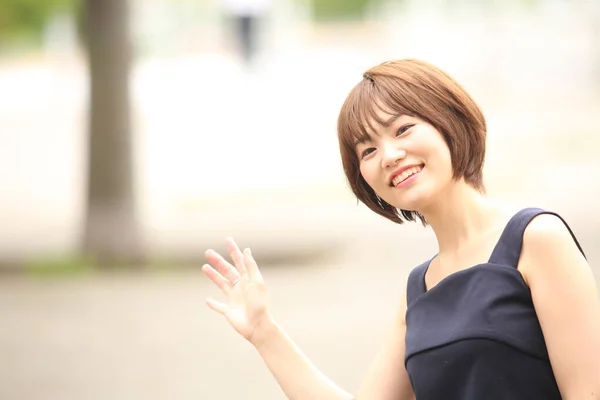 Portrait Beautiful Asian Woman Outdoor — Stock Photo, Image