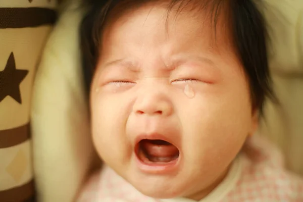 Portrait Asiatique Petit Bébé Fille Pleurer — Photo
