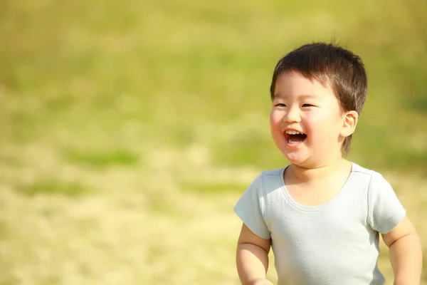 Portrait Cute Little Boy Park — Stock Photo, Image