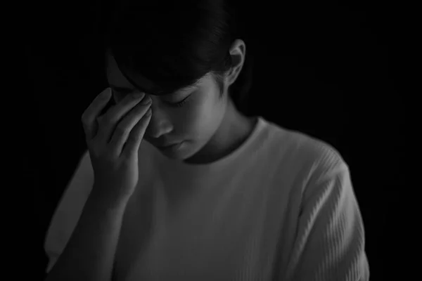 Sad Asian Woman Crying Indoors — Stock Photo, Image