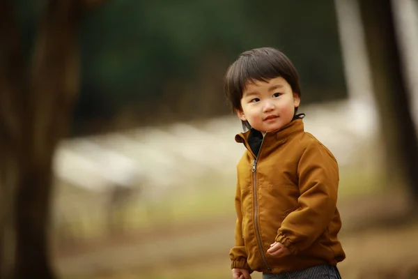 公園を歩いている男の子は — ストック写真