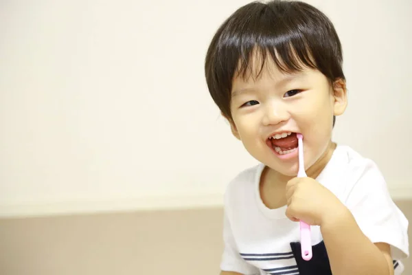 Image Boy Brushing His Teeth — Stock Photo, Image