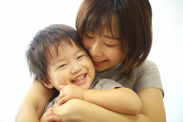Ritratto Giovane Donna Asiatica Con Figlio — Foto Stock