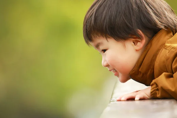 Porträt Eines Niedlichen Kleinen Jungen Park — Stockfoto