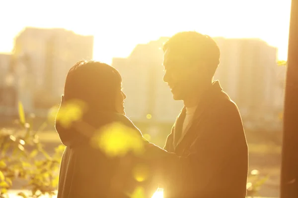 Joven Asiático Pareja Hombre Mujer Aire Libre — Foto de Stock