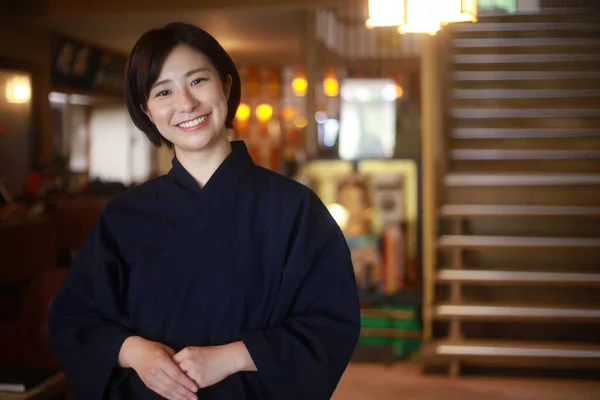 Portrait Young Beautiful Asian Woman Kimono — Stock Photo, Image