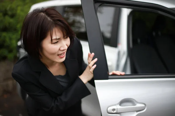 Beautiful Asian Young Woman Car — Stock Photo, Image