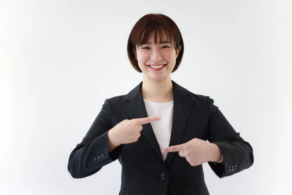 Uma Mulher Que Fala Japonês Língua Sinais Língua Sinais — Fotografia de Stock