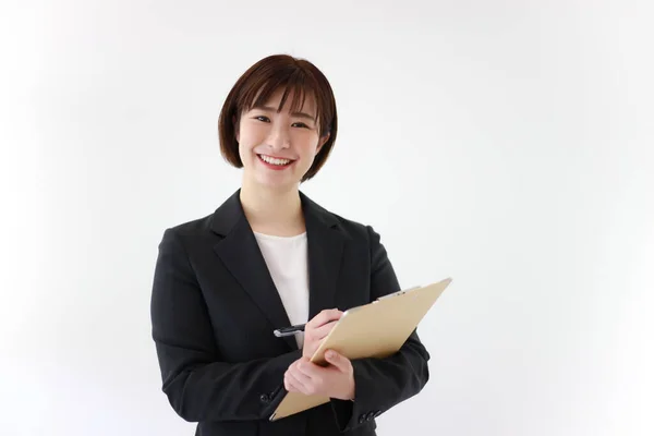 Female Office Worker Binder — Stock Photo, Image