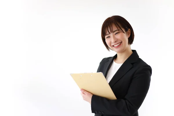 Female Office Worker Binder — Stock Photo, Image