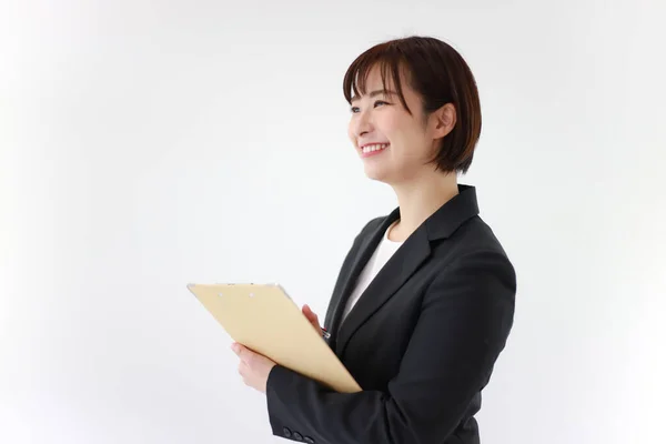 Female Office Worker Binder — Stock Photo, Image