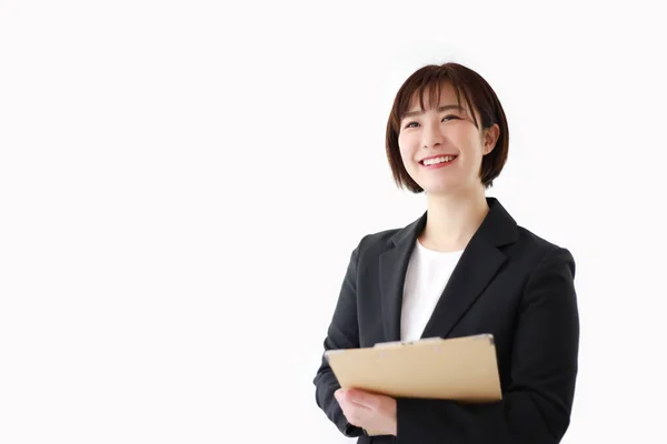 Trabalhadora Escritório Feminina Com Aglutinante — Fotografia de Stock