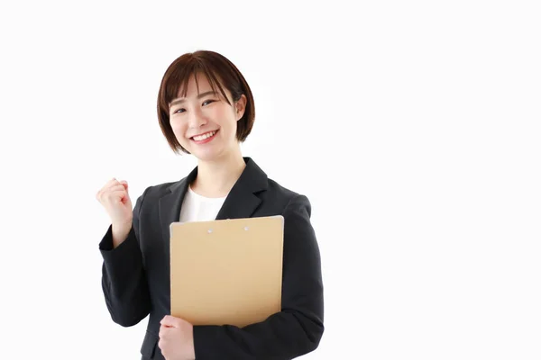 Female Office Worker Binder — Stock Photo, Image