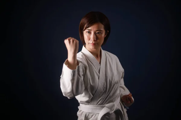 Image Woman Doing Karate — Stock Photo, Image