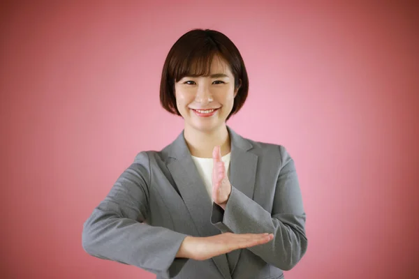 Kvinna Som Talar Japanska Teckenspråk Tack — Stockfoto