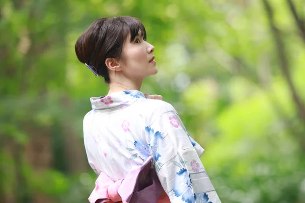 Image Woman Wearing Yukata — Stock Photo, Image