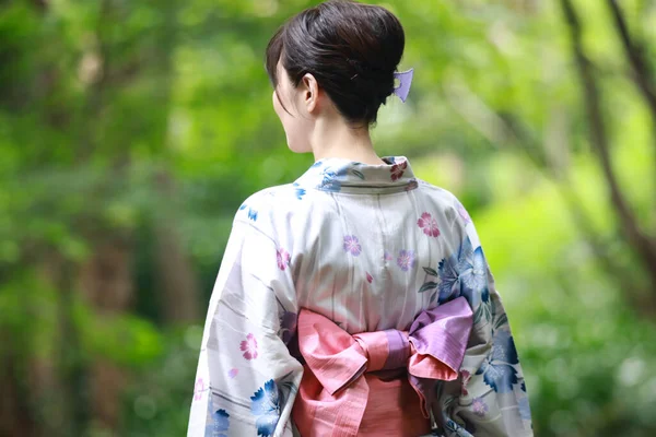 Image Woman Wearing Yukata — Stock Photo, Image