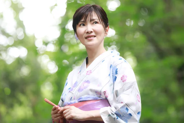 Image Woman Wearing Yukata — Stock Photo, Image