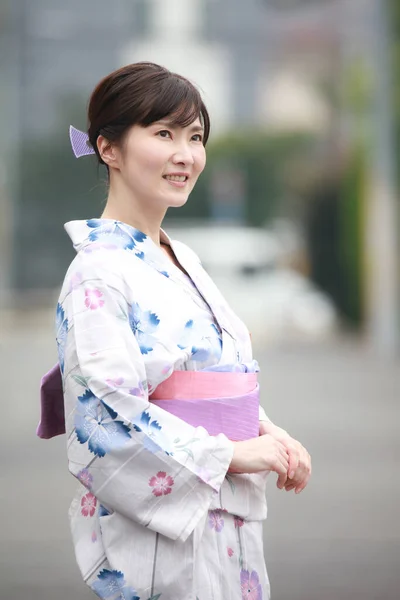 Image Woman Wearing Yukata — Stock Photo, Image