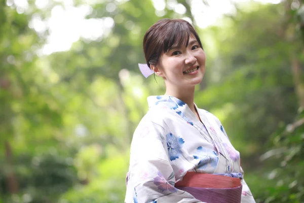 Image Woman Wearing Yukata — Stock Photo, Image