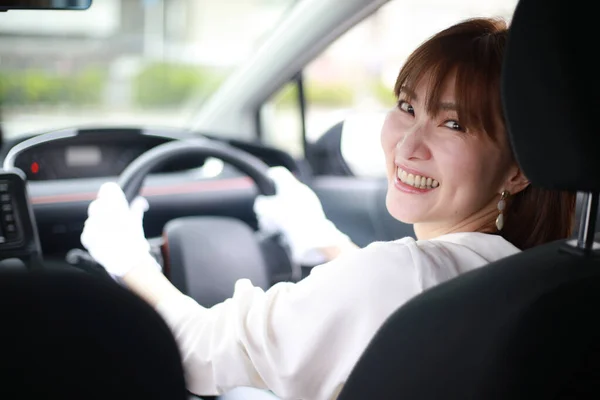 Woman Driving Drive Gloves — Stock Photo, Image
