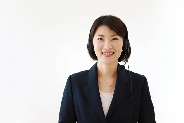 Woman Wearing Headset — Stock Photo, Image