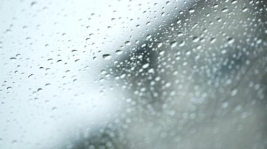 Rain falling on the windshield
