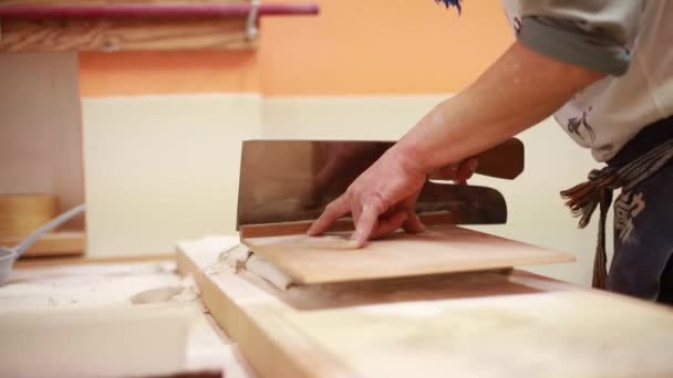 Hands Man Who Cuts Buckwheat — Stock video