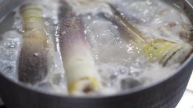 Kaynayan bambu filizlerinin resmi