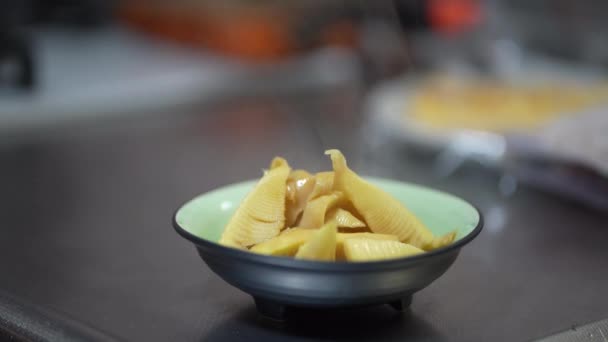 Boiled Bamboo Shoots Steam — Stock Video