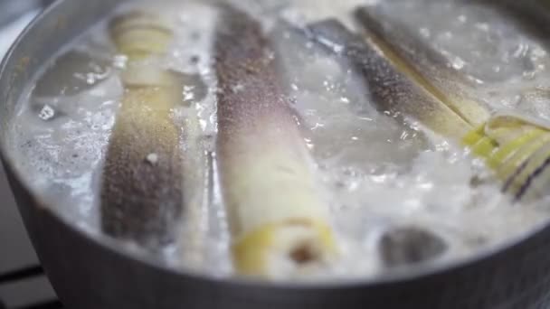 蒸煮竹笋图像 — 图库视频影像