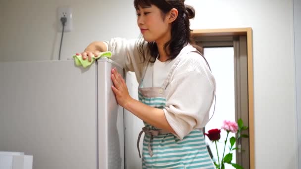 冷蔵庫を掃除する女 — ストック動画