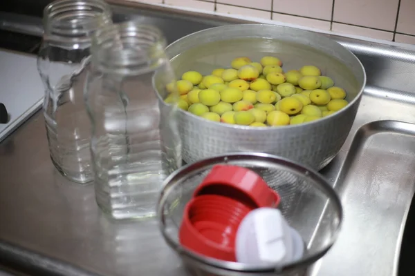 Soaking Plums Water — 스톡 사진